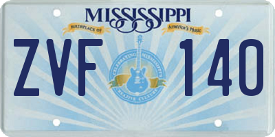 MS license plate ZVF140