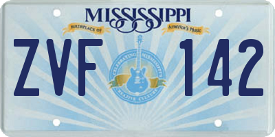 MS license plate ZVF142