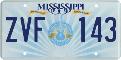 MS license plate ZVF143