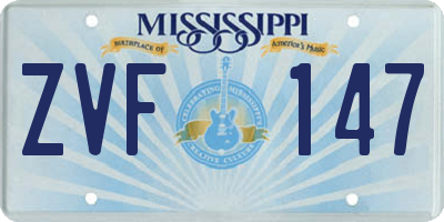 MS license plate ZVF147