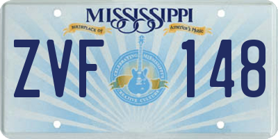 MS license plate ZVF148