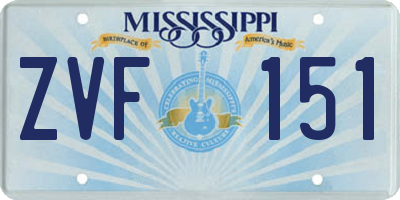 MS license plate ZVF151