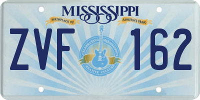 MS license plate ZVF162