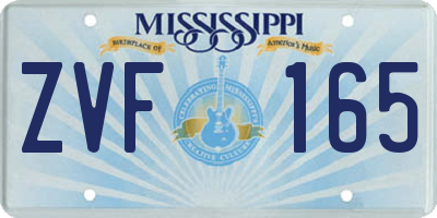 MS license plate ZVF165