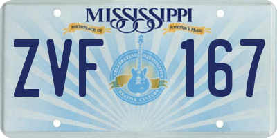 MS license plate ZVF167