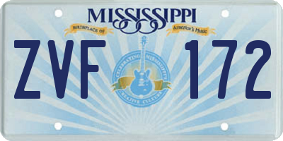 MS license plate ZVF172