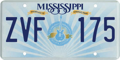 MS license plate ZVF175