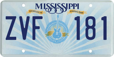 MS license plate ZVF181