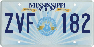 MS license plate ZVF182