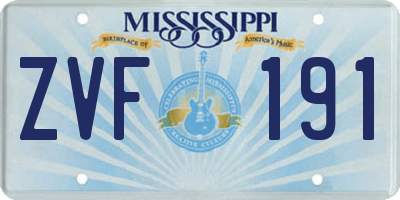MS license plate ZVF191