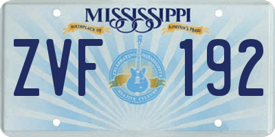 MS license plate ZVF192