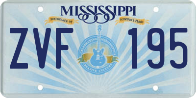 MS license plate ZVF195
