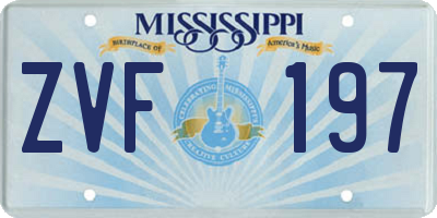 MS license plate ZVF197