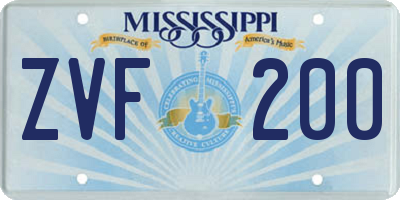 MS license plate ZVF200