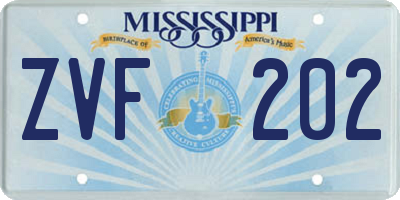 MS license plate ZVF202