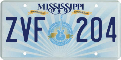MS license plate ZVF204