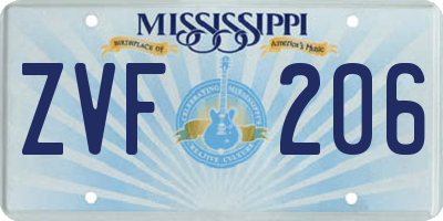 MS license plate ZVF206