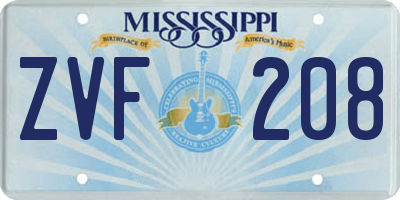 MS license plate ZVF208