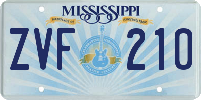 MS license plate ZVF210