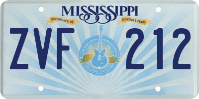 MS license plate ZVF212