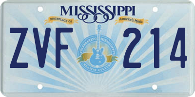 MS license plate ZVF214