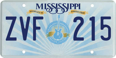 MS license plate ZVF215
