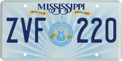 MS license plate ZVF220