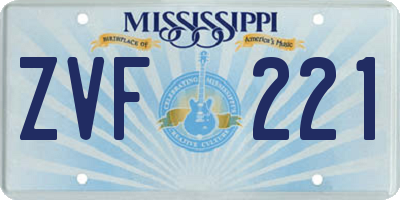 MS license plate ZVF221