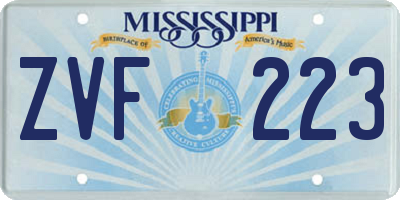 MS license plate ZVF223