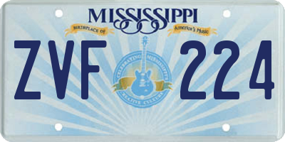 MS license plate ZVF224