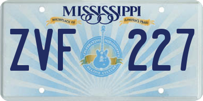MS license plate ZVF227