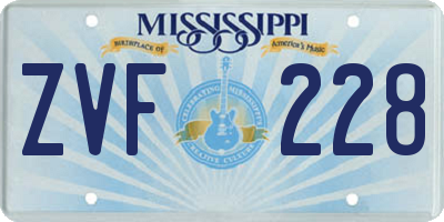 MS license plate ZVF228