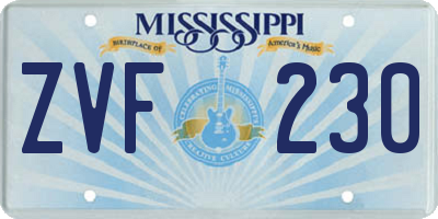 MS license plate ZVF230