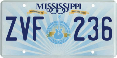 MS license plate ZVF236
