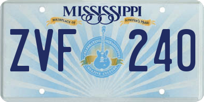 MS license plate ZVF240