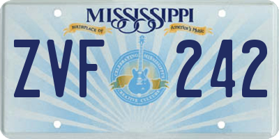 MS license plate ZVF242
