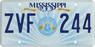 MS license plate ZVF244