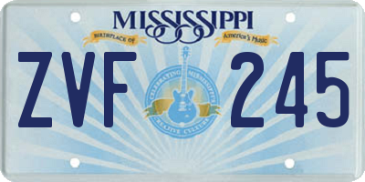 MS license plate ZVF245