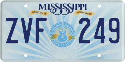 MS license plate ZVF249
