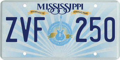 MS license plate ZVF250