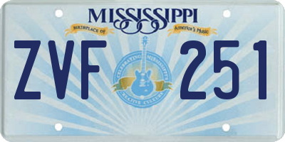 MS license plate ZVF251