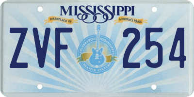 MS license plate ZVF254