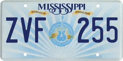 MS license plate ZVF255
