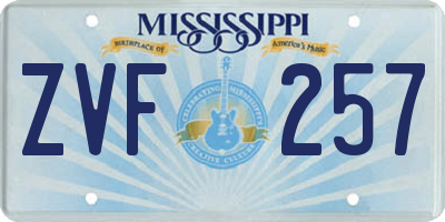 MS license plate ZVF257