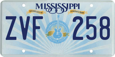 MS license plate ZVF258