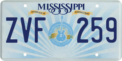 MS license plate ZVF259