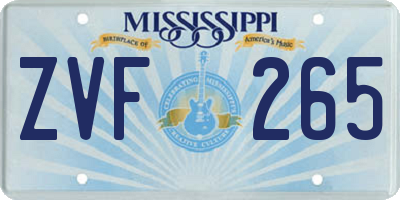 MS license plate ZVF265