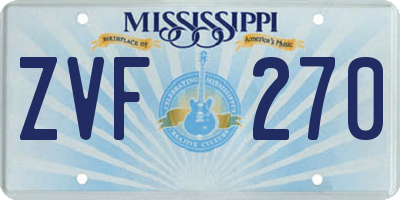 MS license plate ZVF270