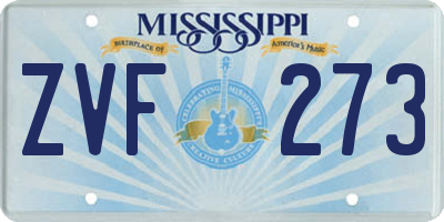 MS license plate ZVF273