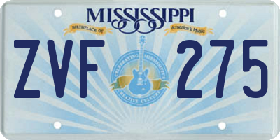 MS license plate ZVF275